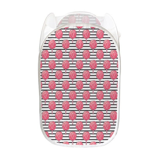 Cotton Candy Striped Pattern Print Mesh Laundry Hamper