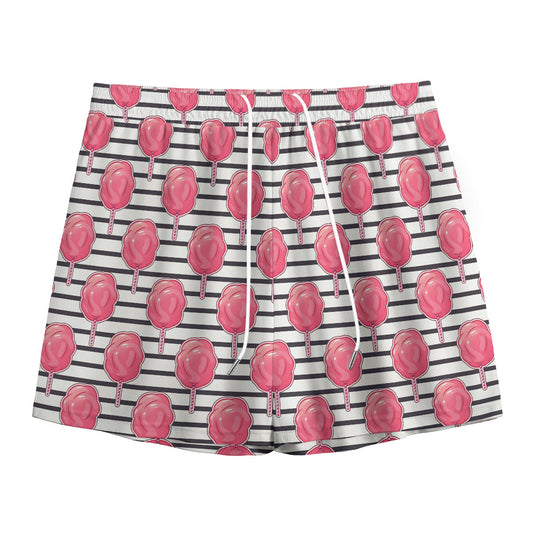 Cotton Candy Striped Pattern Print Mesh Shorts
