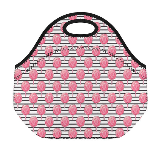 Cotton Candy Striped Pattern Print Neoprene Lunch Bag