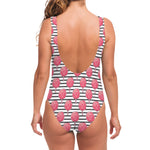 Cotton Candy Striped Pattern Print One Piece Swimsuit