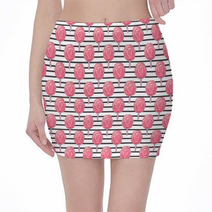 Cotton Candy Striped Pattern Print Pencil Mini Skirt