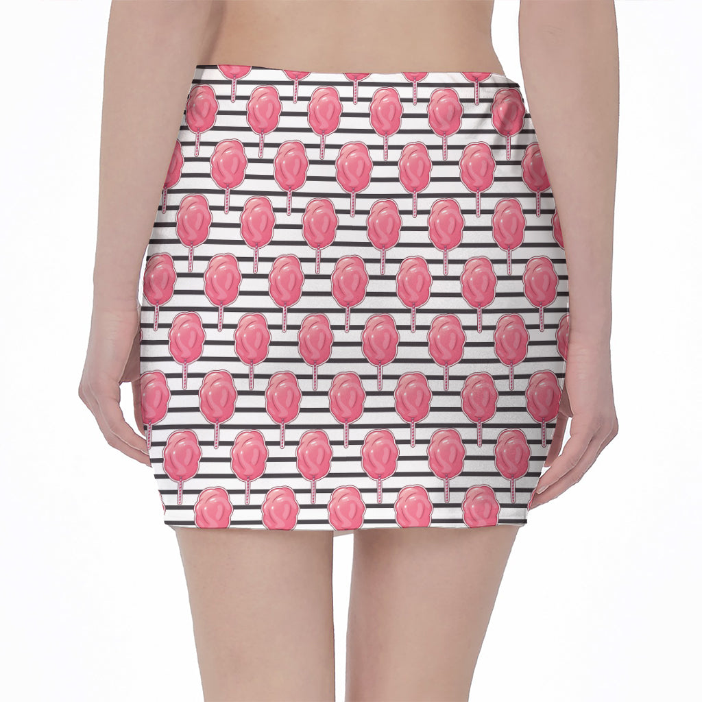 Cotton Candy Striped Pattern Print Pencil Mini Skirt
