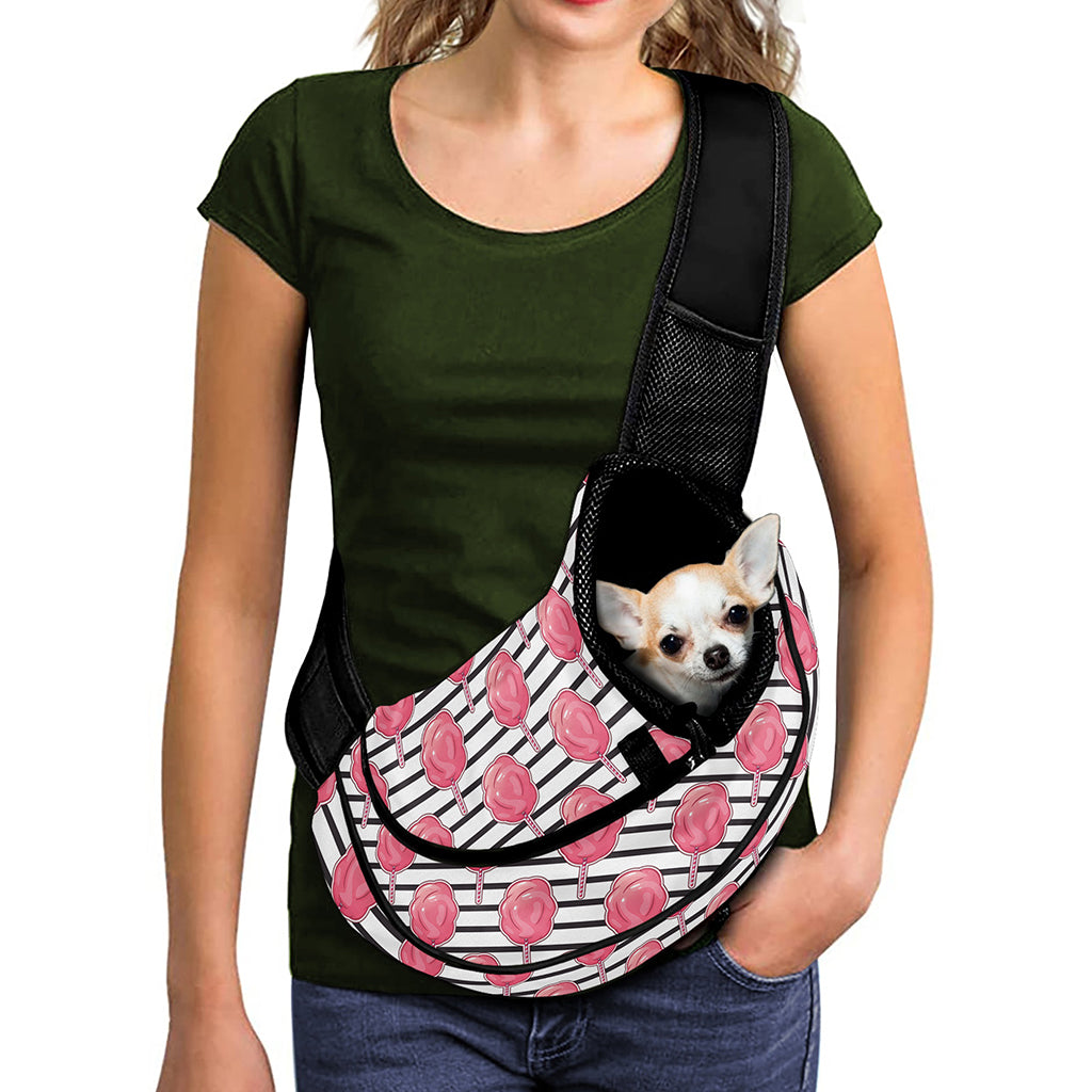 Cotton Candy Striped Pattern Print Pet Sling Carrier