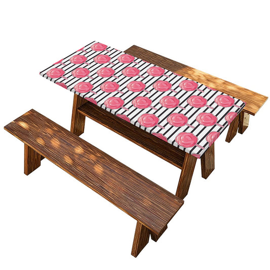 Cotton Candy Striped Pattern Print Picnic Table Cover