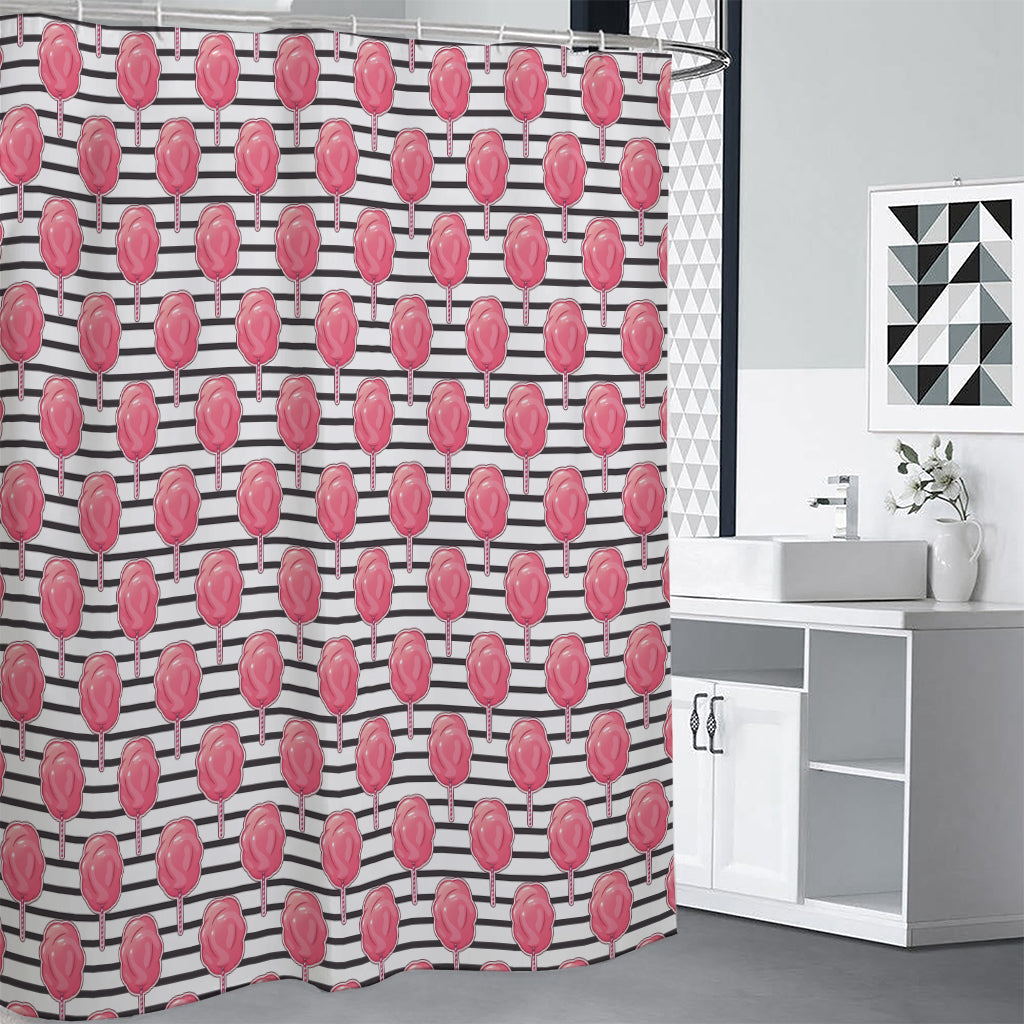 Cotton Candy Striped Pattern Print Premium Shower Curtain