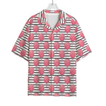 Cotton Candy Striped Pattern Print Rayon Hawaiian Shirt