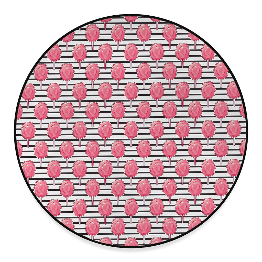 Cotton Candy Striped Pattern Print Round Floor Mat