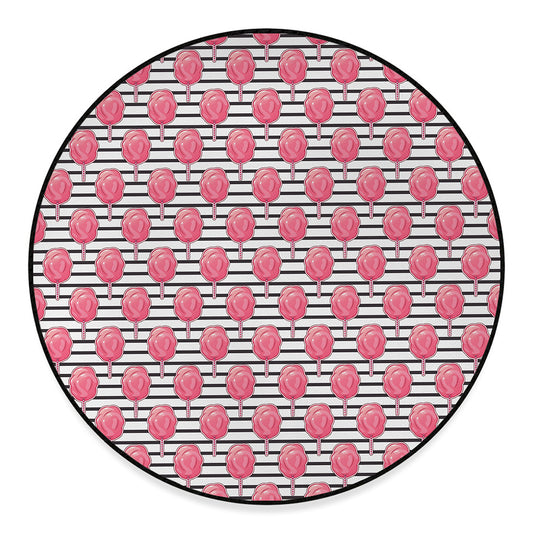 Cotton Candy Striped Pattern Print Round Floor Mat