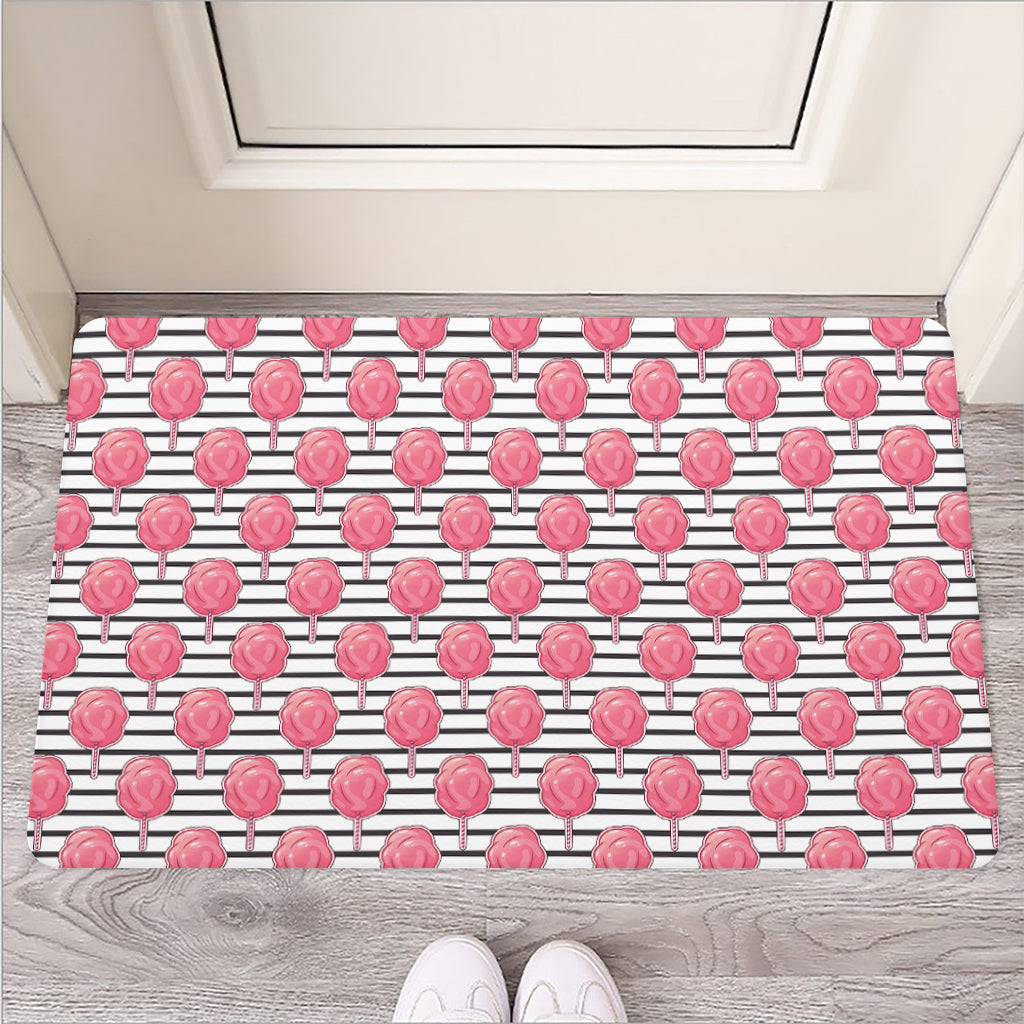 Cotton Candy Striped Pattern Print Rubber Doormat