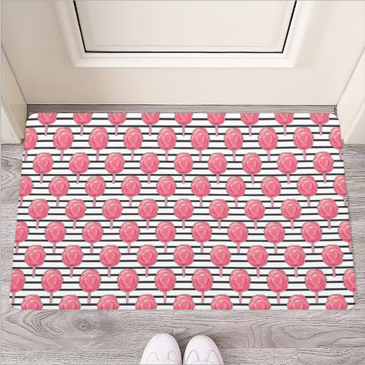 Cotton Candy Striped Pattern Print Rubber Doormat