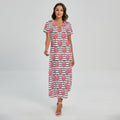 Cotton Candy Striped Pattern Print Short Sleeve Maxi Dress