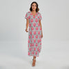 Cotton Candy Striped Pattern Print Short Sleeve Maxi Dress