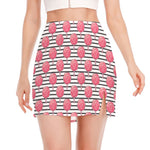 Cotton Candy Striped Pattern Print Side Slit Mini Skirt