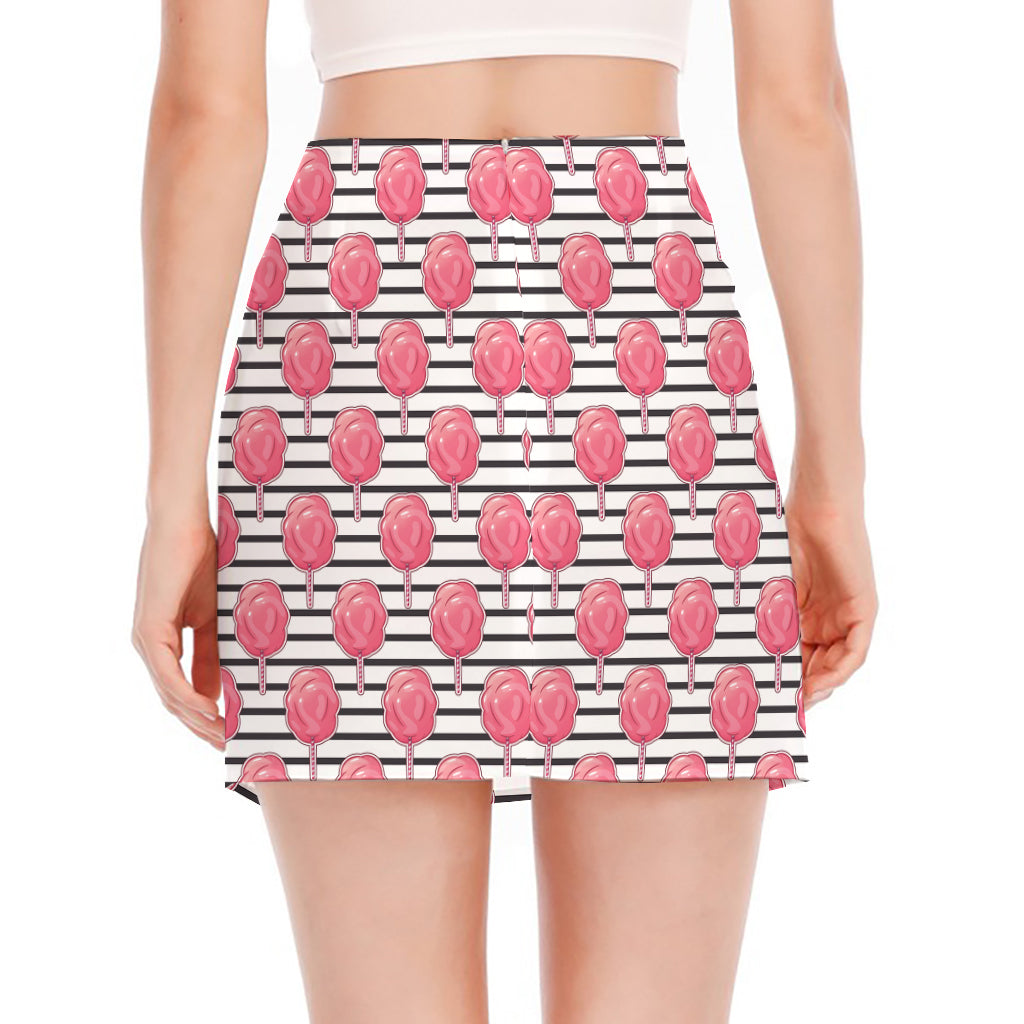 Cotton Candy Striped Pattern Print Side Slit Mini Skirt