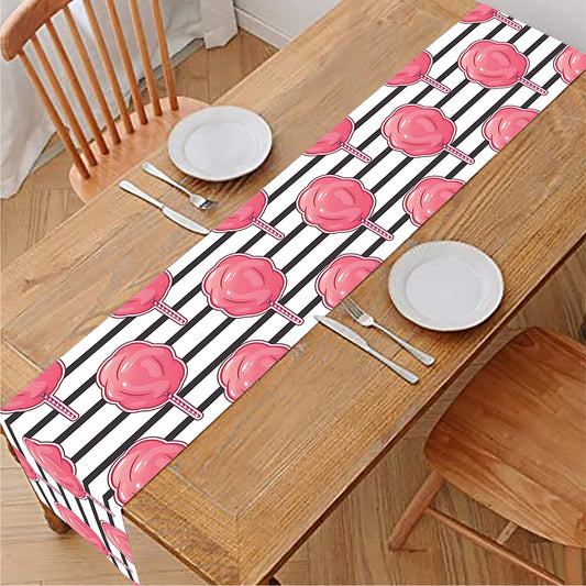 Cotton Candy Striped Pattern Print Table Runner