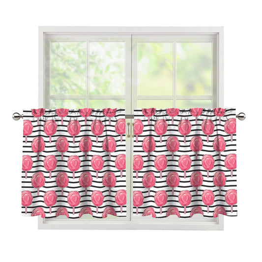 Cotton Candy Striped Pattern Print Tier Curtains