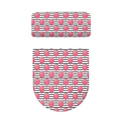Cotton Candy Striped Pattern Print Toilet Lid And Tank Cover Set