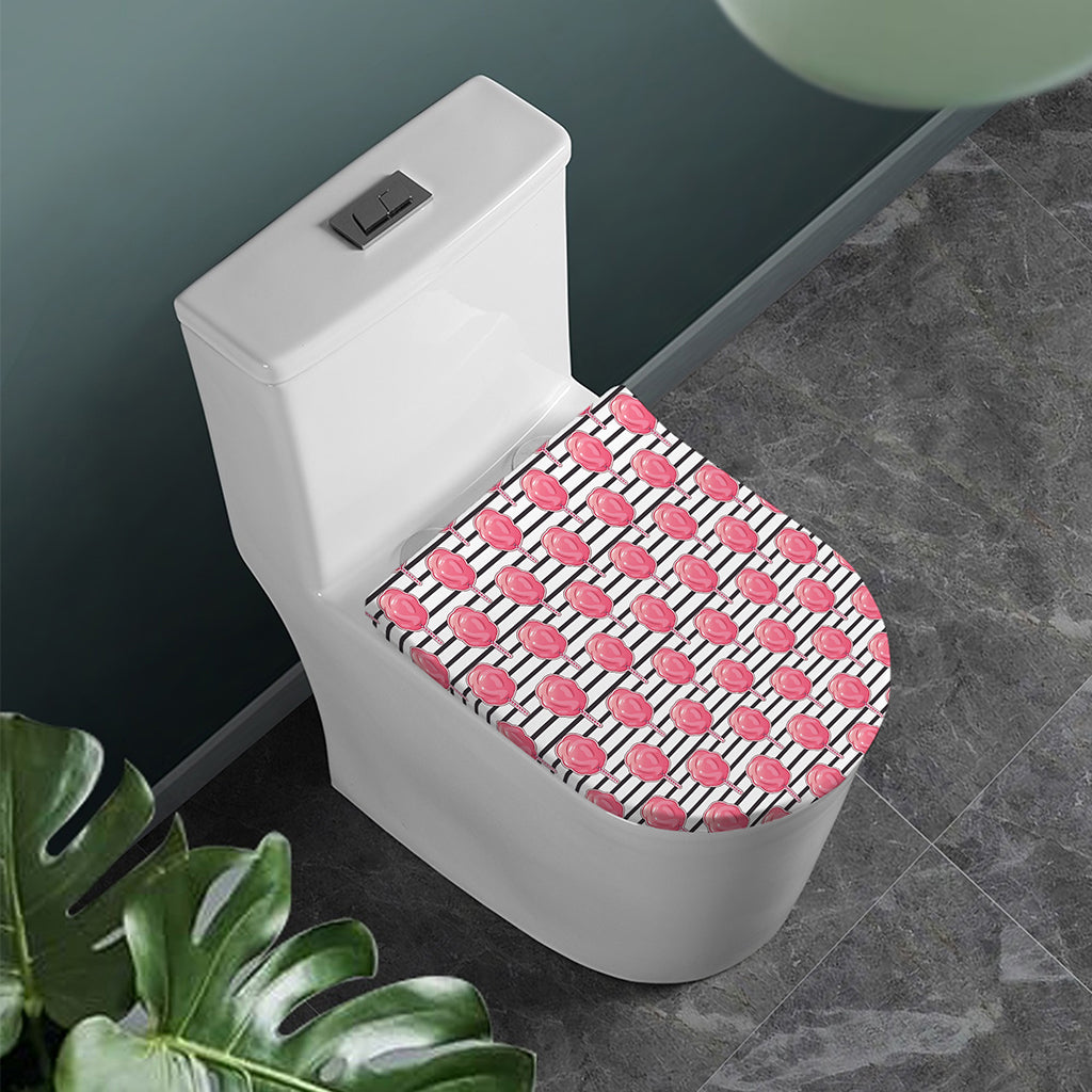 Cotton Candy Striped Pattern Print Toilet Lid Cover