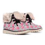 Cotton Candy Striped Pattern Print Winter Boots