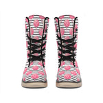 Cotton Candy Striped Pattern Print Winter Boots