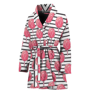 Cotton Candy Striped Pattern Print Women's Bathrobe