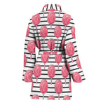 Cotton Candy Striped Pattern Print Women's Bathrobe