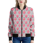 Cotton Candy Striped Pattern Print Women's Bomber Jacket