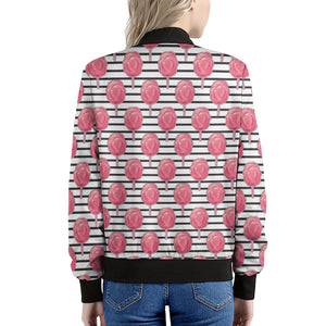 Cotton Candy Striped Pattern Print Women's Bomber Jacket