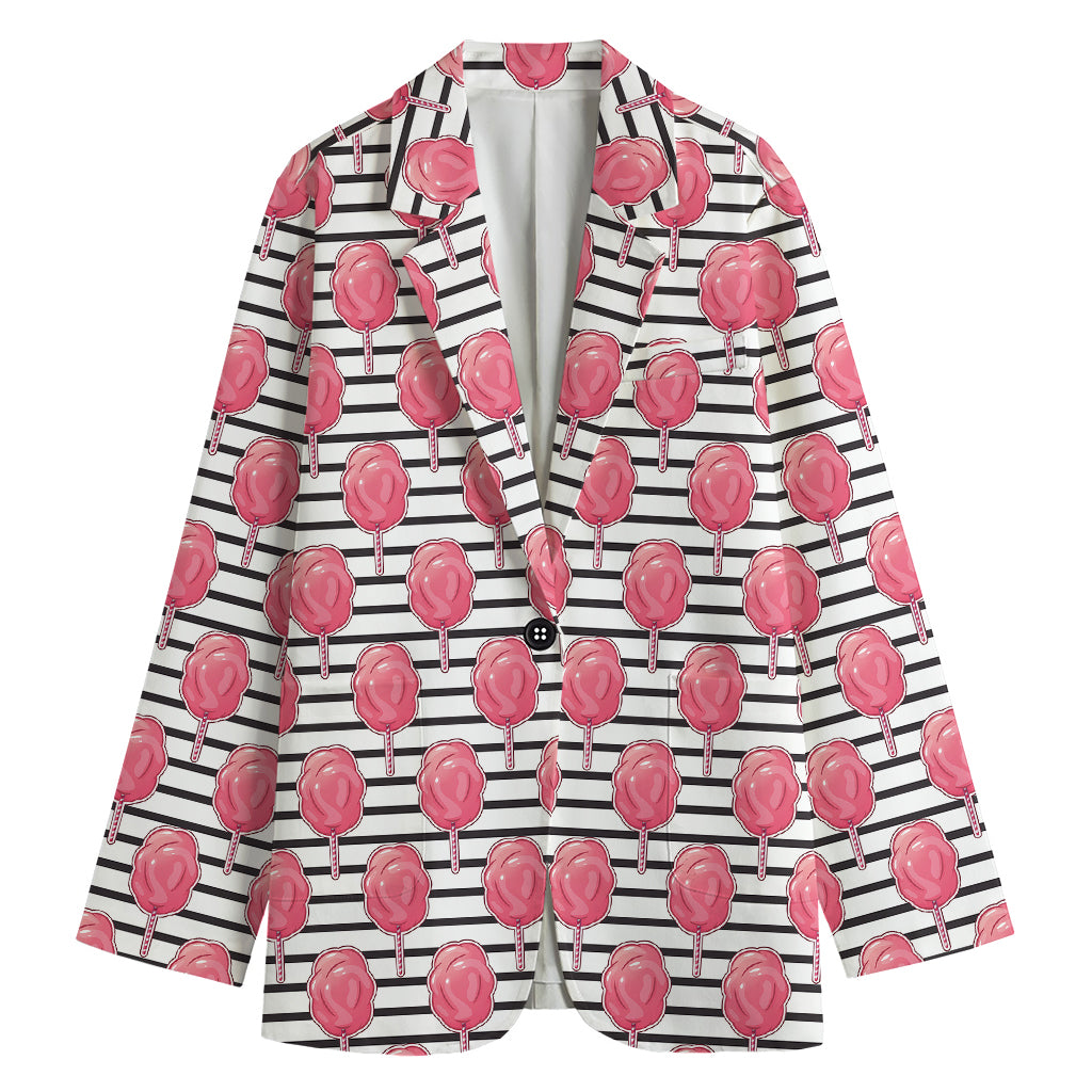 Cotton Candy Striped Pattern Print Women's Cotton Blazer