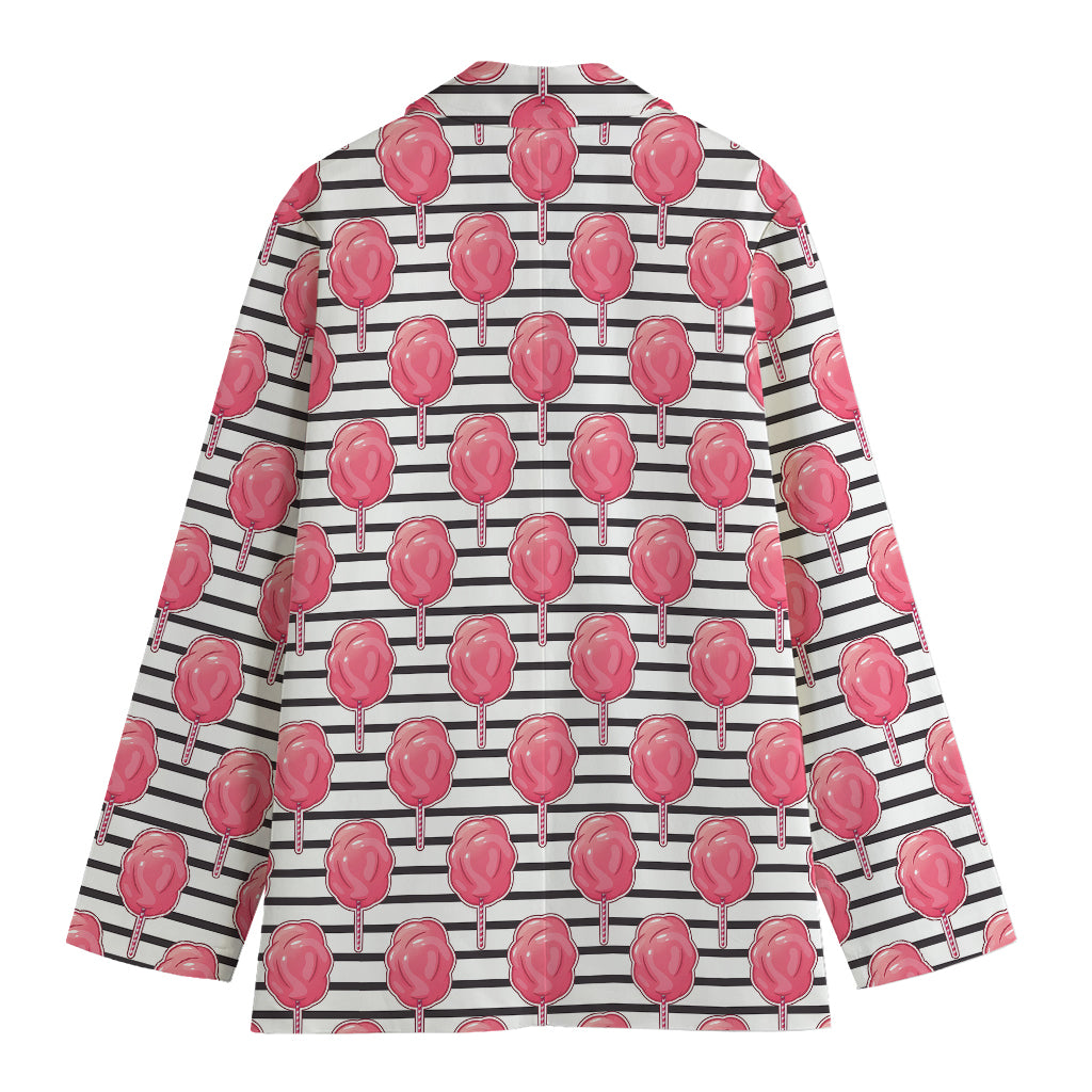 Cotton Candy Striped Pattern Print Women's Cotton Blazer