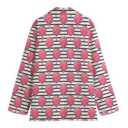 Cotton Candy Striped Pattern Print Women's Cotton Blazer