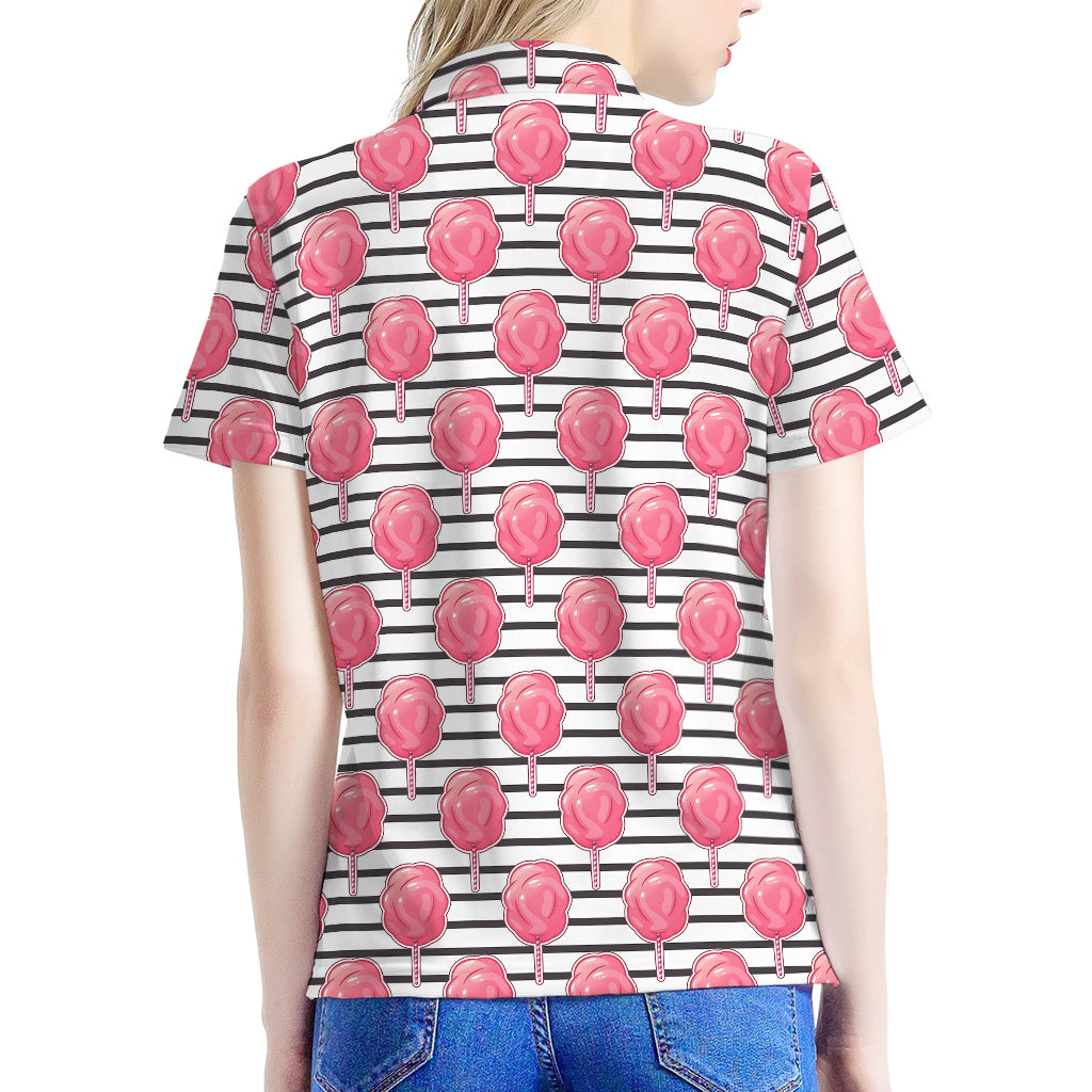 Cotton Candy Striped Pattern Print Women's Polo Shirt