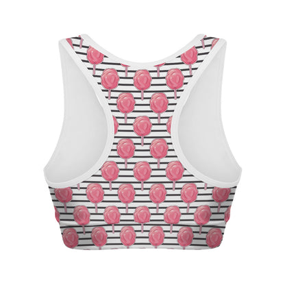 Cotton Candy Striped Pattern Print Women's Sports Bra