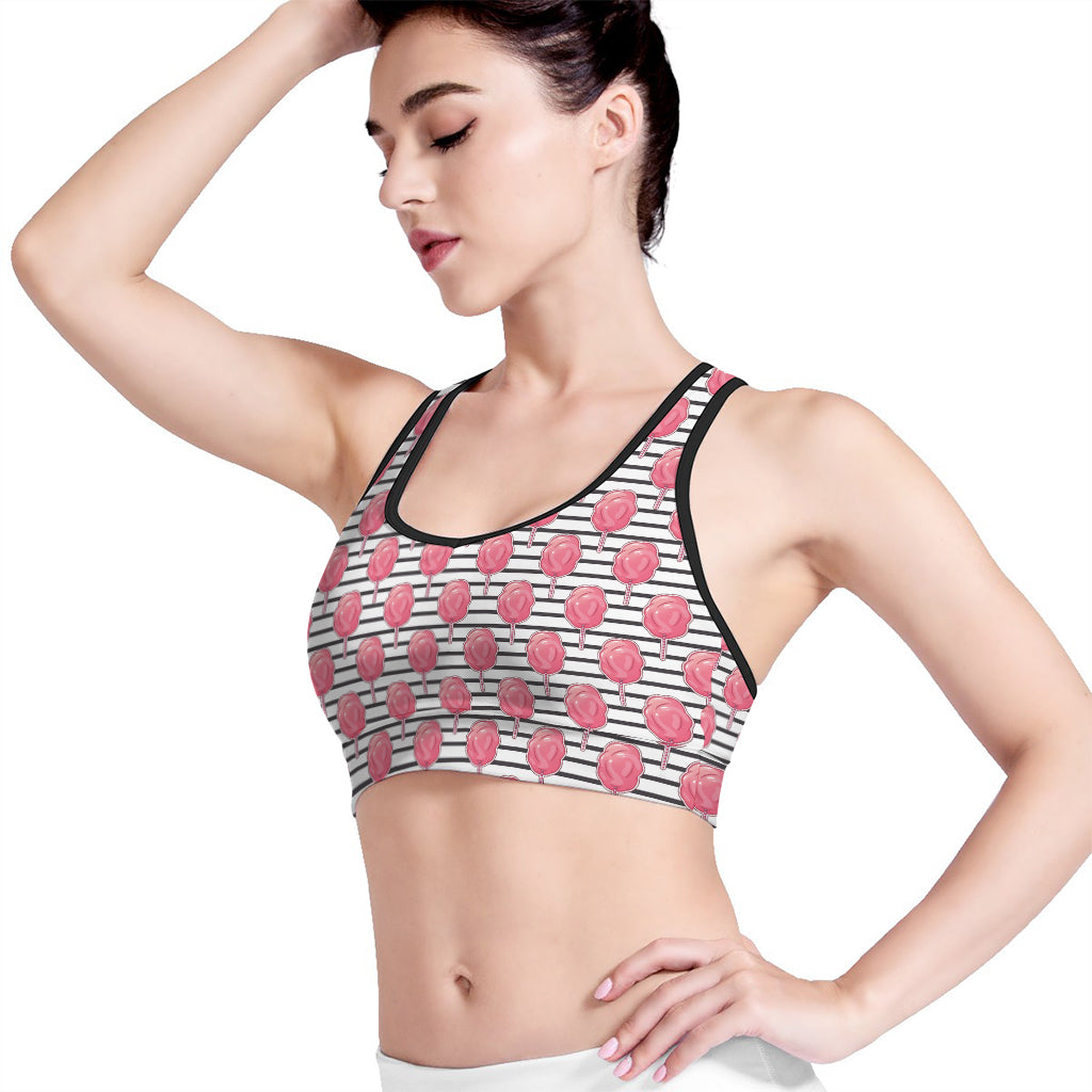 Cotton Candy Striped Pattern Print Women's Sports Bra