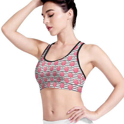 Cotton Candy Striped Pattern Print Women's Sports Bra