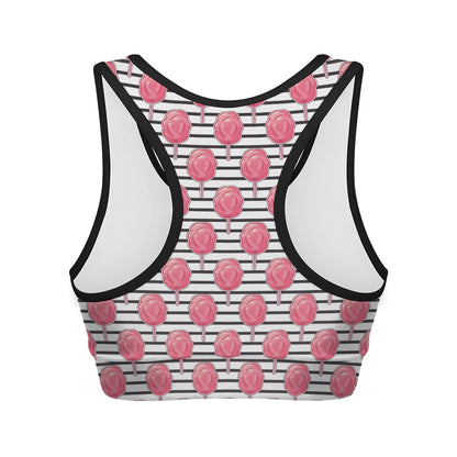 Cotton Candy Striped Pattern Print Women's Sports Bra