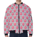 Cotton Candy Striped Pattern Print Zip Sleeve Bomber Jacket