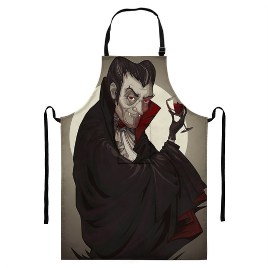 Count Dracula Print Bib Apron With Pocket