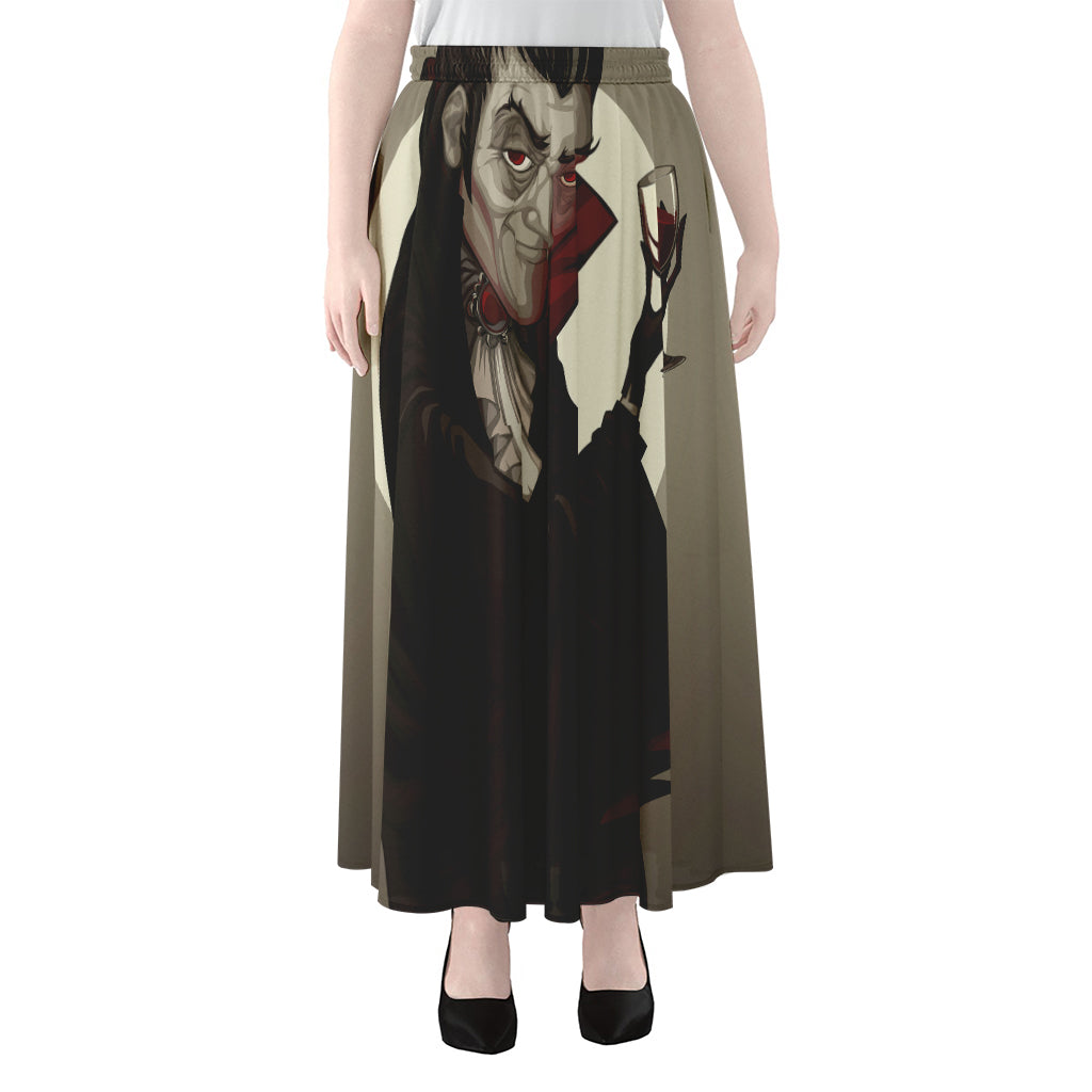 Count Dracula Print Chiffon Maxi Skirt