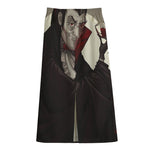 Count Dracula Print Cotton Front Slit Maxi Skirt