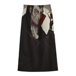 Count Dracula Print Cotton Front Slit Maxi Skirt