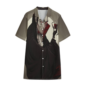 Count Dracula Print Cotton Hawaiian Shirt