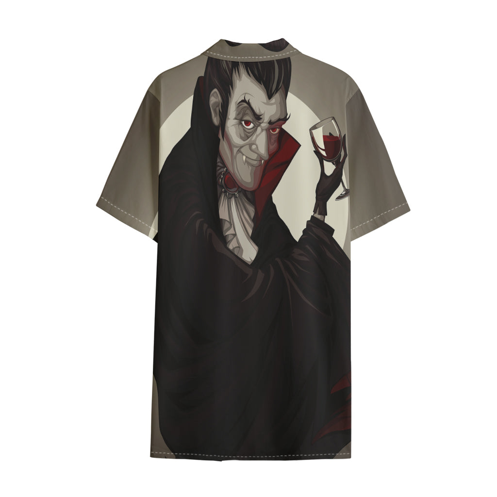 Count Dracula Print Cotton Hawaiian Shirt