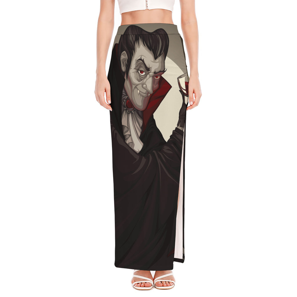 Count Dracula Print High Slit Maxi Skirt