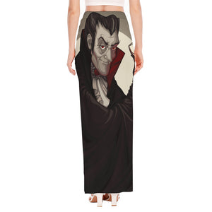 Count Dracula Print High Slit Maxi Skirt