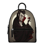 Count Dracula Print Leather Backpack