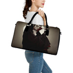 Count Dracula Print Leather Duffle Bag
