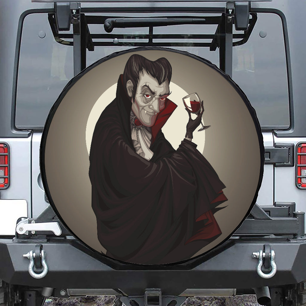 Count Dracula Print Leather Spare Tire Cover