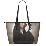 Count Dracula Print Leather Tote Bag