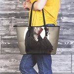 Count Dracula Print Leather Tote Bag